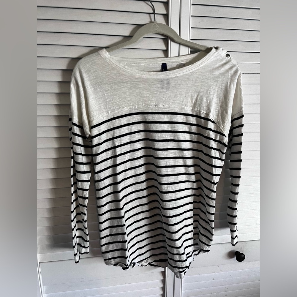 Seraphine Black and White Striped Long Sleeve Top